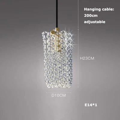 suspension en verre cristal art déco avec éclairage led