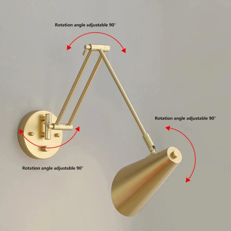 applique murale moderne rotative à bras télescopique pliable
