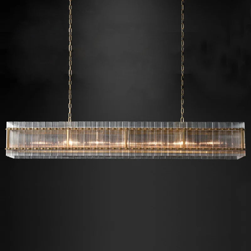 lustre rectangulaire en cristal pour éclairage de luxe