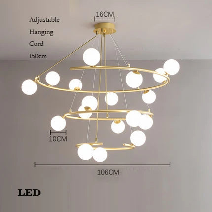 lustre créatif en fer et verre tendance pour décoration intérieure