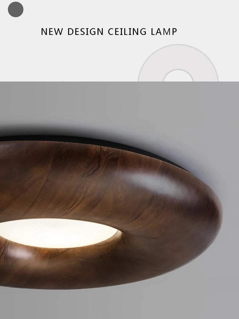 plafonnier led design rétro moderne en bois foncé grand lustre