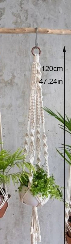 support de plante en macramé suspendu fait main en coton naturel