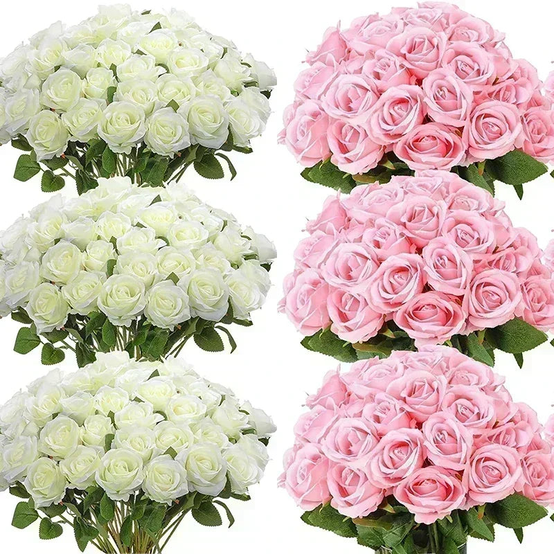 lot de 50 roses artificielles en soie pour décoration et événements festifs