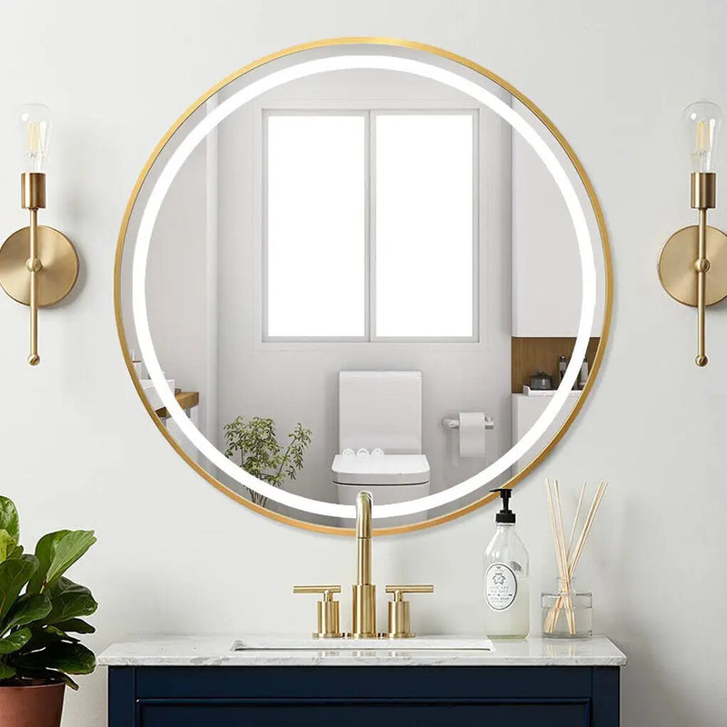 miroir lumineux rond avec intensité variable et antibuée