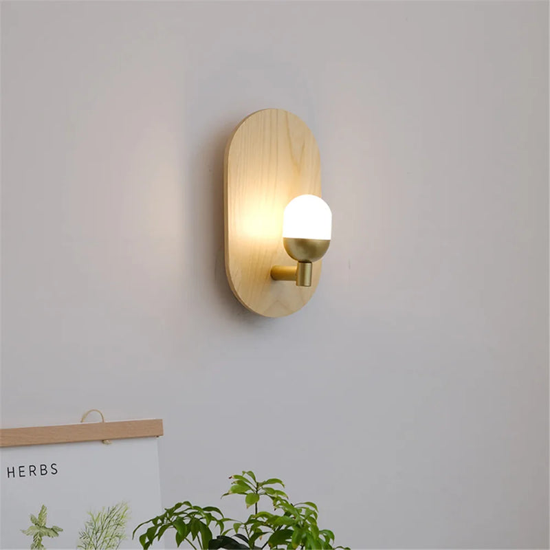 applique murale moderne nordique en bois avec led décorative