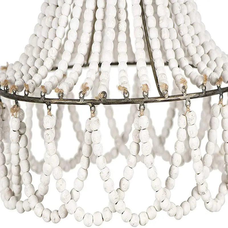 lustre en perles de bois style bohème nordique et rural américain