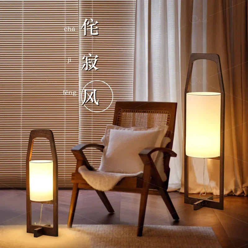 lampadaire japonais rétro en bois massif design créatif et simple