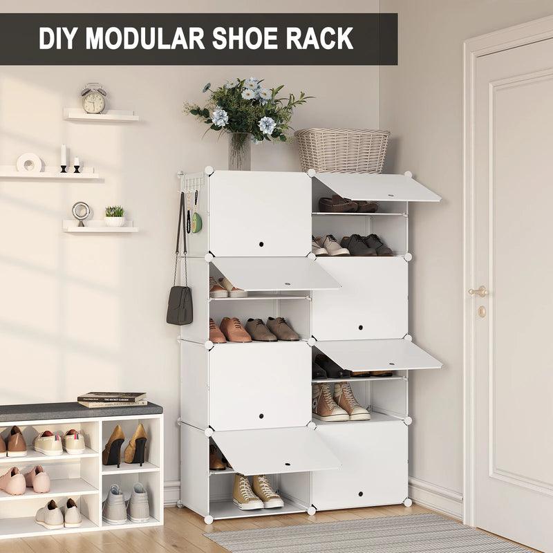 meuble à chaussures compact avec 8 compartiments pour un rangement optimal