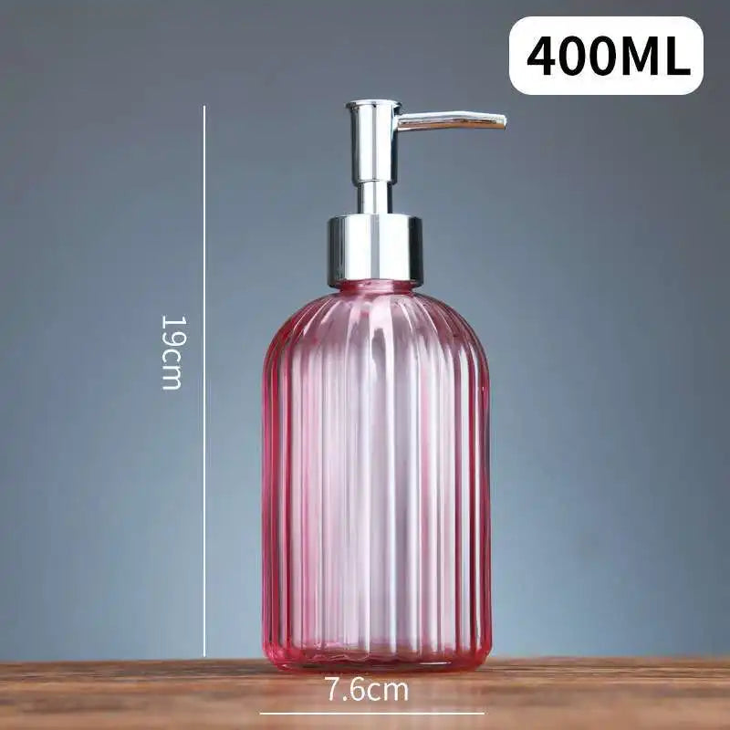 distributeur de savon liquide en verre portable pour salle de bain