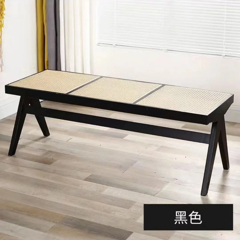 banc en rotin tressé style japonais ancien pour petit espace