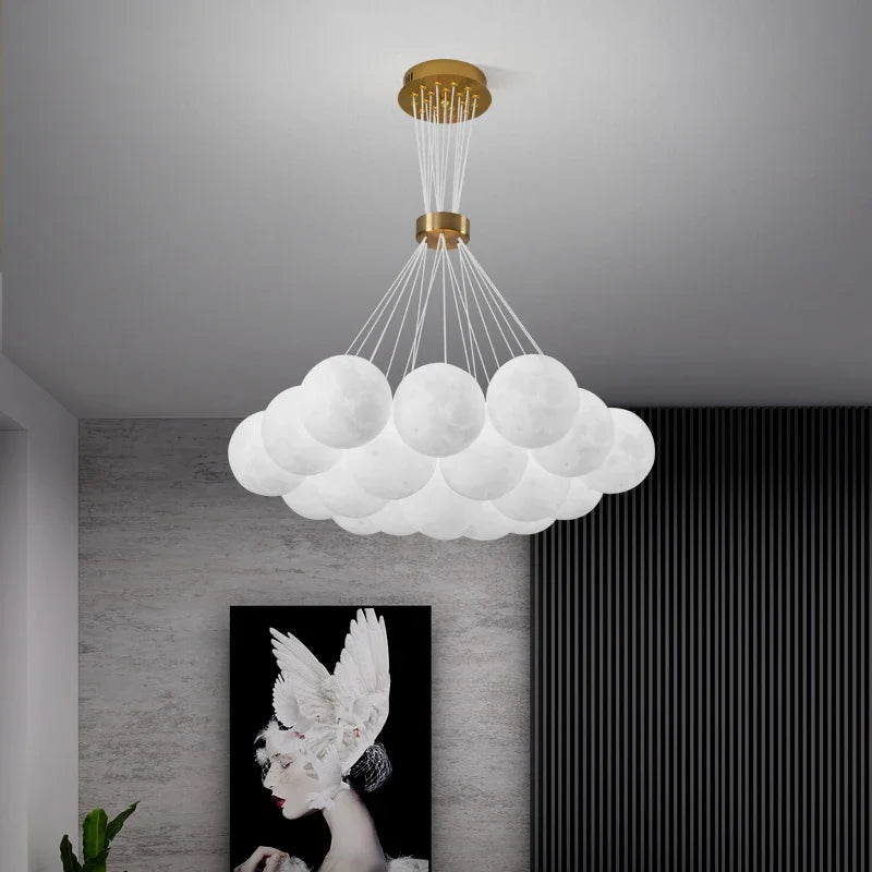 lustre led 3d lune bulle boule suspension décoration luminaires