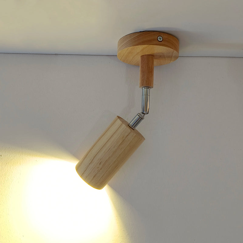 plafonnier led moderne en bois avec projecteur sur rail