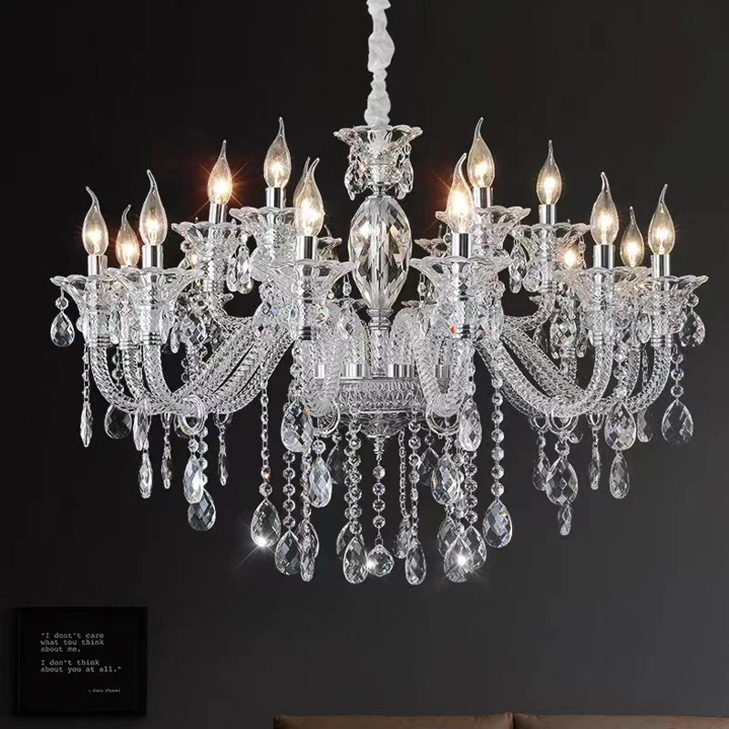 lustre moderne en verre cristal pour espace de luxe