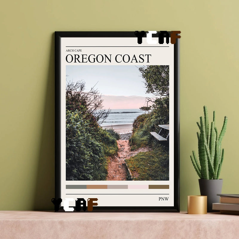 affiche forêt côte oregon impression toile décoration murale paysage naturel