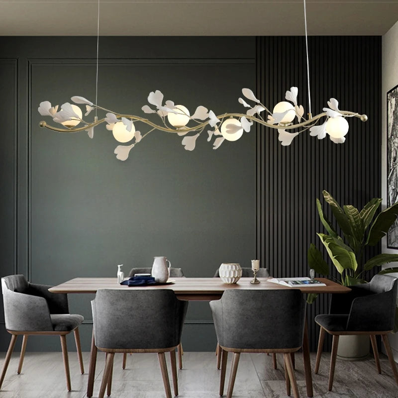 suspension lumineuse en verre design nordique ginkgo moderne