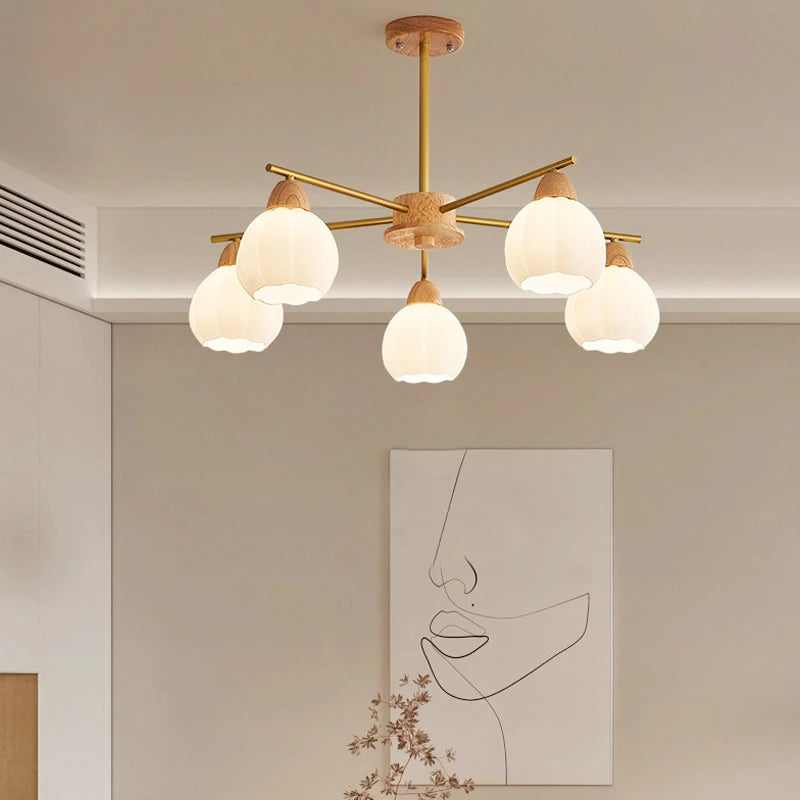 lustre en bois crème pour décoration moderne et style contemporain