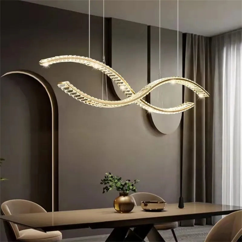 lustre moderne minimaliste en cristal led pour décoration maison