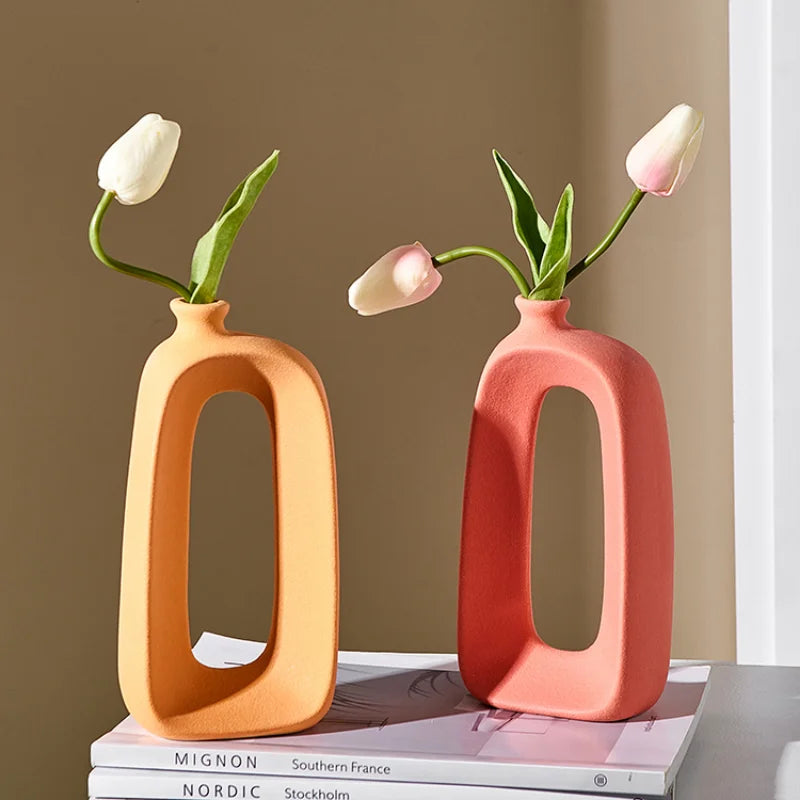 vase ajouré en céramique pour fleurs sèches et décoration intérieure