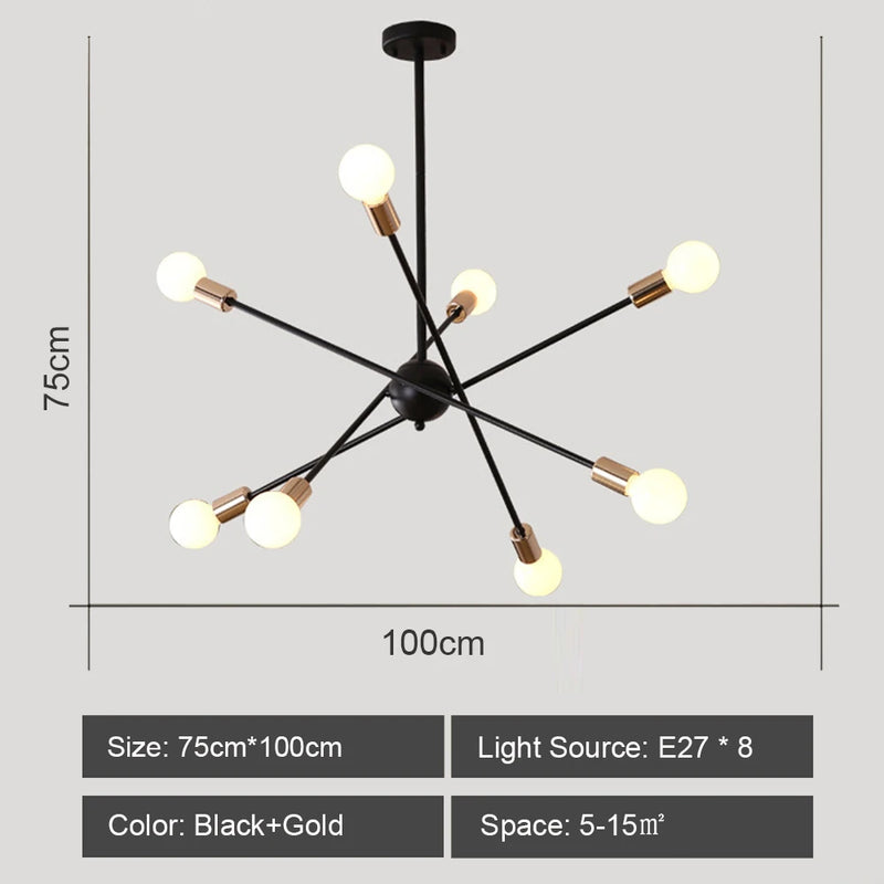 lustre moderne nordique sputnik avec éclairage led intérieur