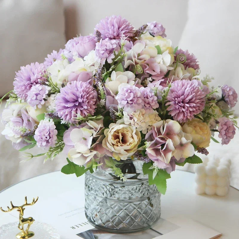 bouquet d'hortensias de pivoines artificielles pour décoration festive