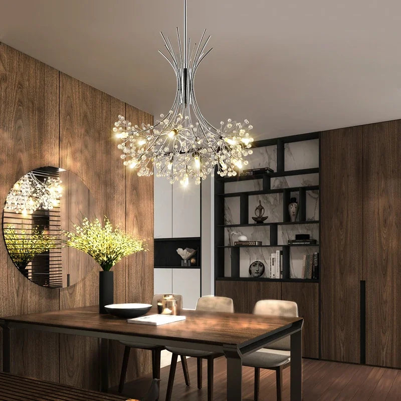 Nordic Creative Dandelion Romantic Crystal Chandelier Dining Room Bedroom Living Room Clothing Coffee Shop Luxury LED Chandelier