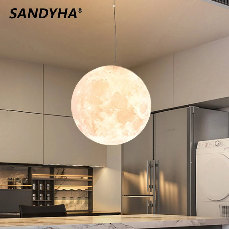 lustre suspension led pleine lune sandyha pour barre table