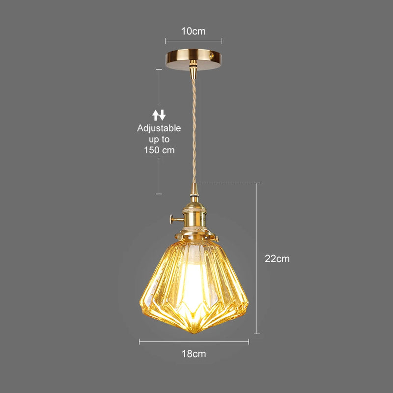 suspension nordique minimaliste en verre et cuivre