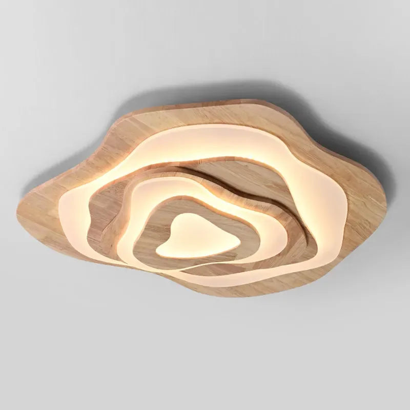 plafonnier led en bois design nordique avec télécommande