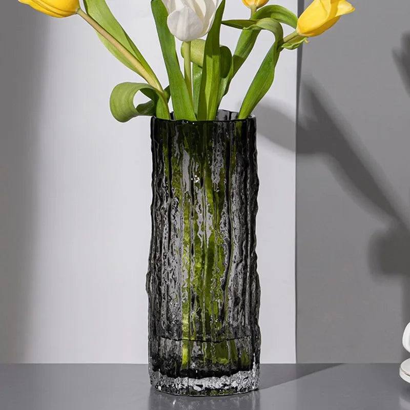 vase en verre transparent pour arrangement floral décoratif