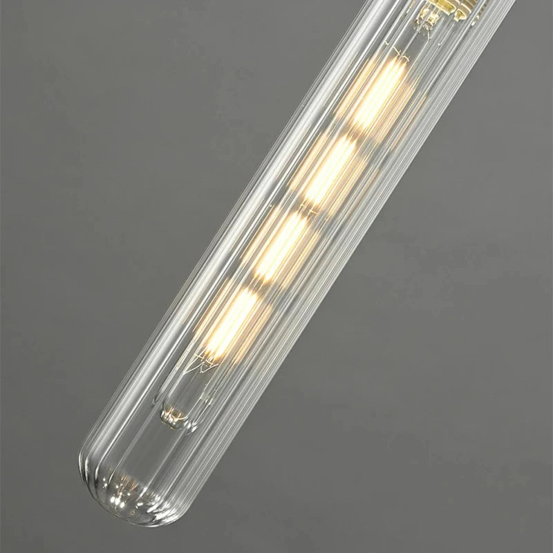 lustre nordique en verre transparent avec cordon réglable et ampoule en cuivre