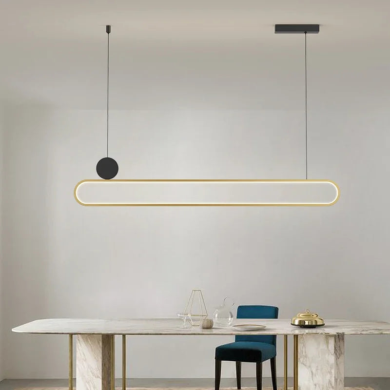 Modern and simple LED dining room chandelier, Nordic gold living room, kitchen lights, bar, meeting room decorative lighting