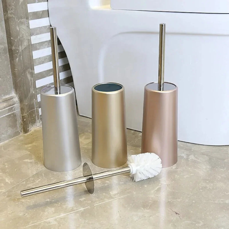 brosse de toilette de luxe avec support doré pour salle de bain