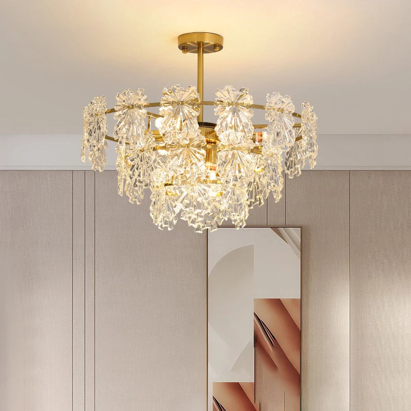 lustre moderne en cristal avec fleurs luminaire suspendu