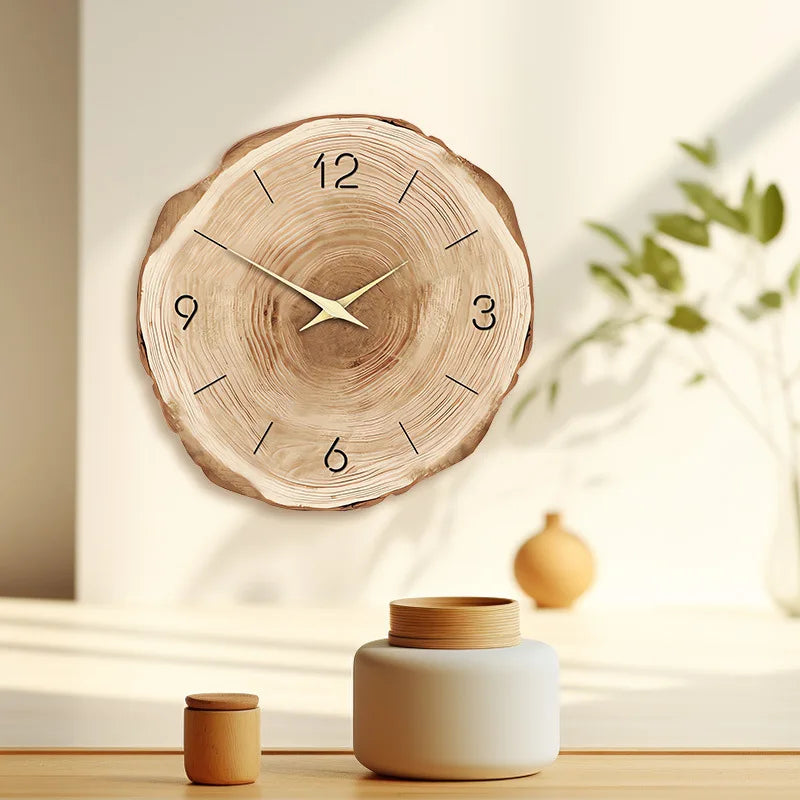 horloge murale moderne en faux bois pour décoration intérieure