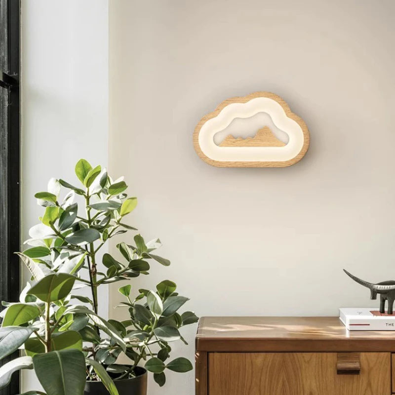 applique murale en bois massif nuage pour chambre d enfant