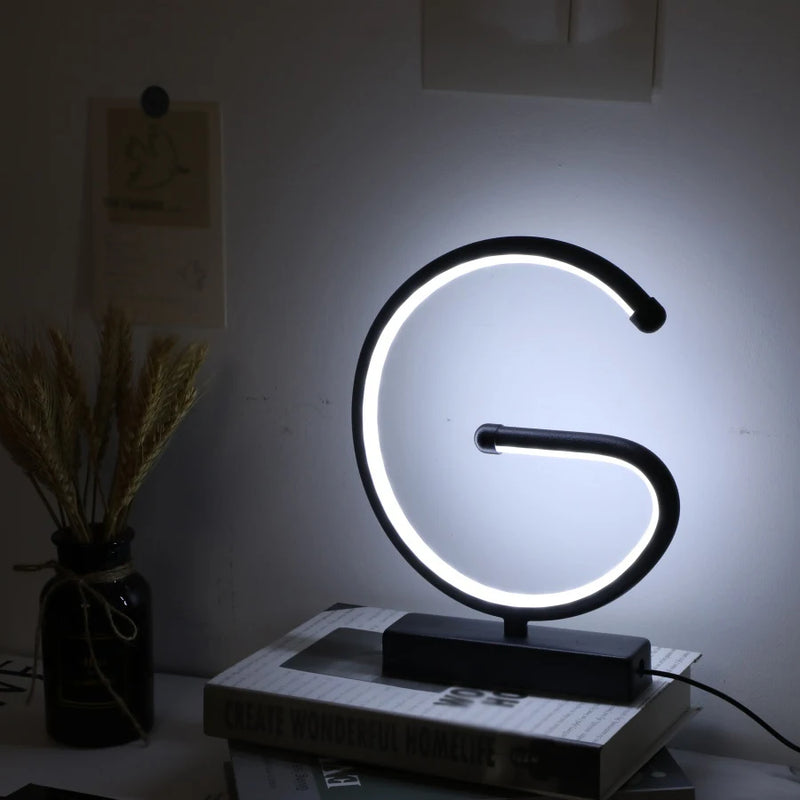 lampe usb créative en forme de g pour décoration intérieure