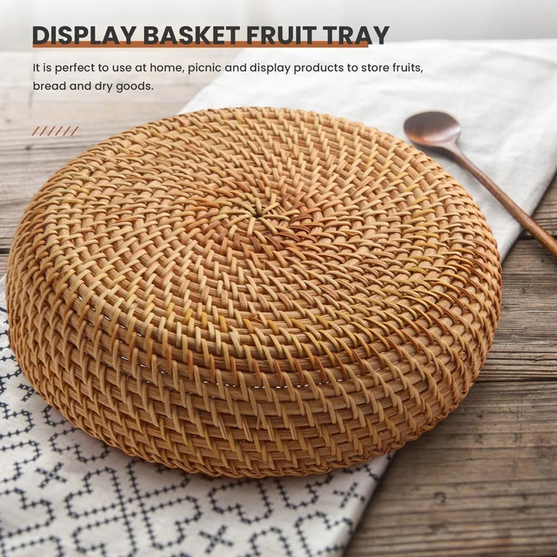 panier de rangement rond en rotin fait main pour lautomne