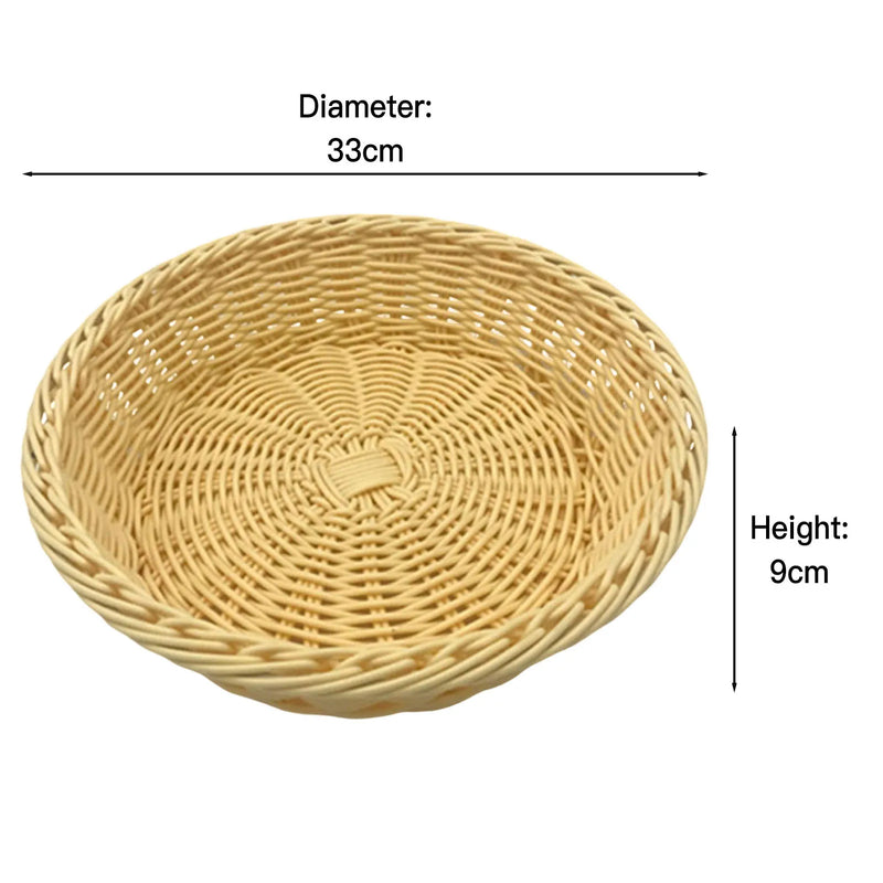 panier à fruits rond en rotin tissé à la main pour rangement alimentaire