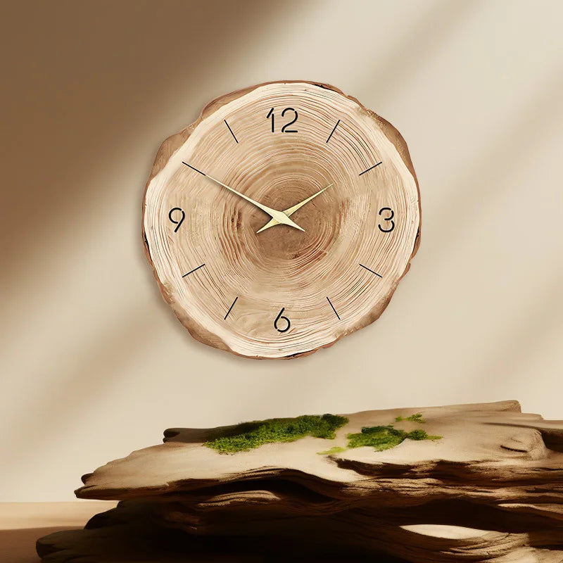 horloge murale moderne en faux bois pour décoration intérieure