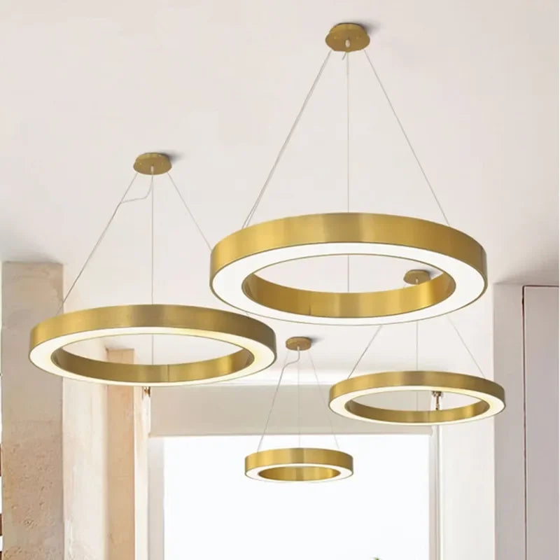 lustre à anneaux ronds led pour éclairage créatif moderne