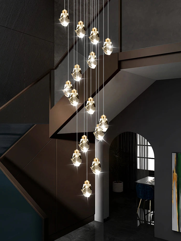 lustre en cristal nordique style loft pour intérieur moderne