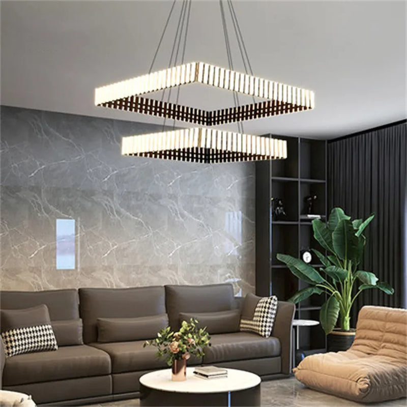 Modern Black and White Chandelier Living Room Decoration Piano Chandelier Luminaire Suspension Restaurant Hanging Light