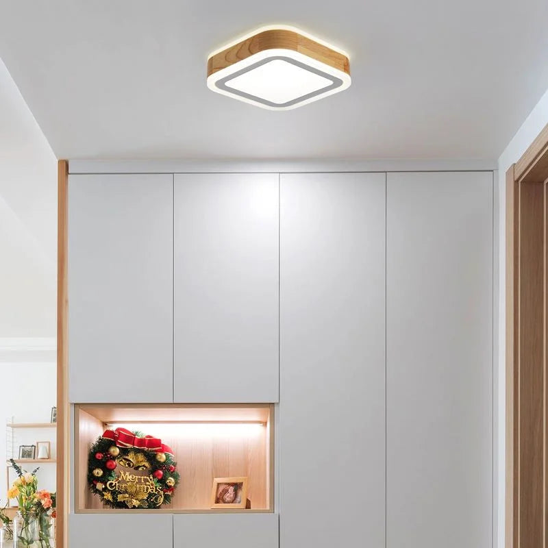 plafonnier led en bois moderne pour intérieur minimaliste