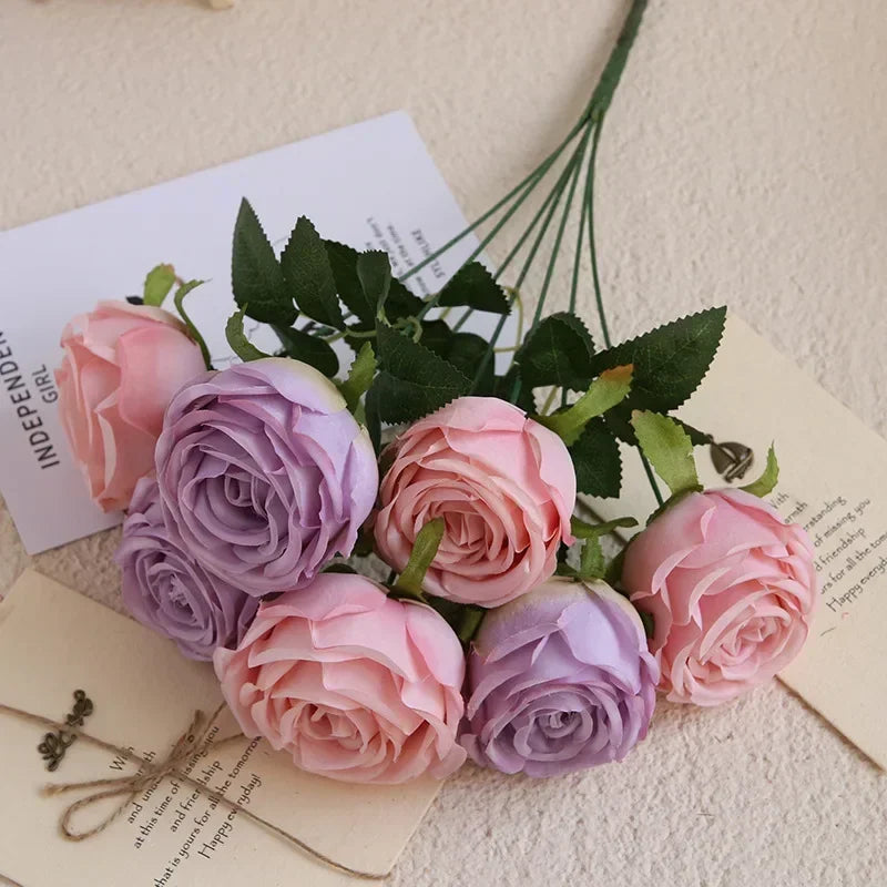 bouquet de roses artificielles en soie pour décoration élégante