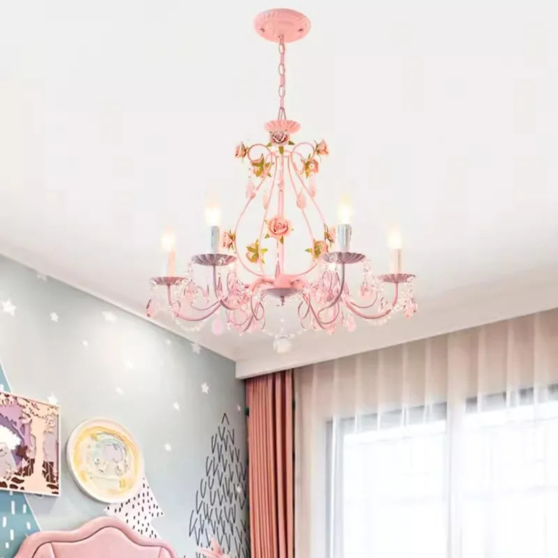 lustre en cristal bouquet floral style pastoral pour chambre d'enfant