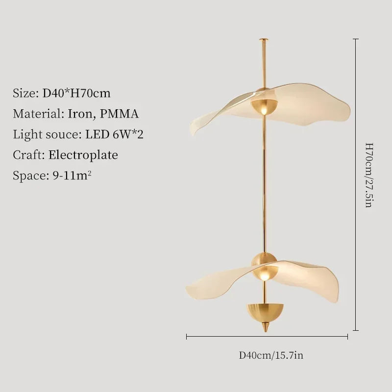 lustre nordique suspendu en acrylique art feuille de lotus moderne