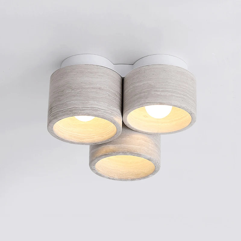 plafonnier led moderne wabi sabi en grain de bois à 3 têtes