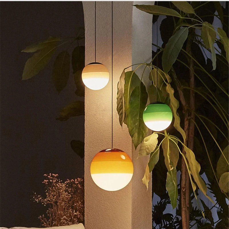 suspension LED en verre design nordique pour hôtel ou chambre