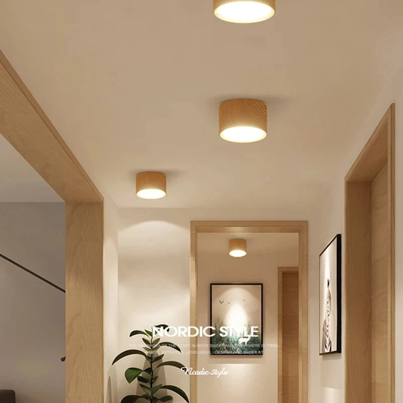 plafonnier led en bois design nordique suspendu pour intérieur moderne