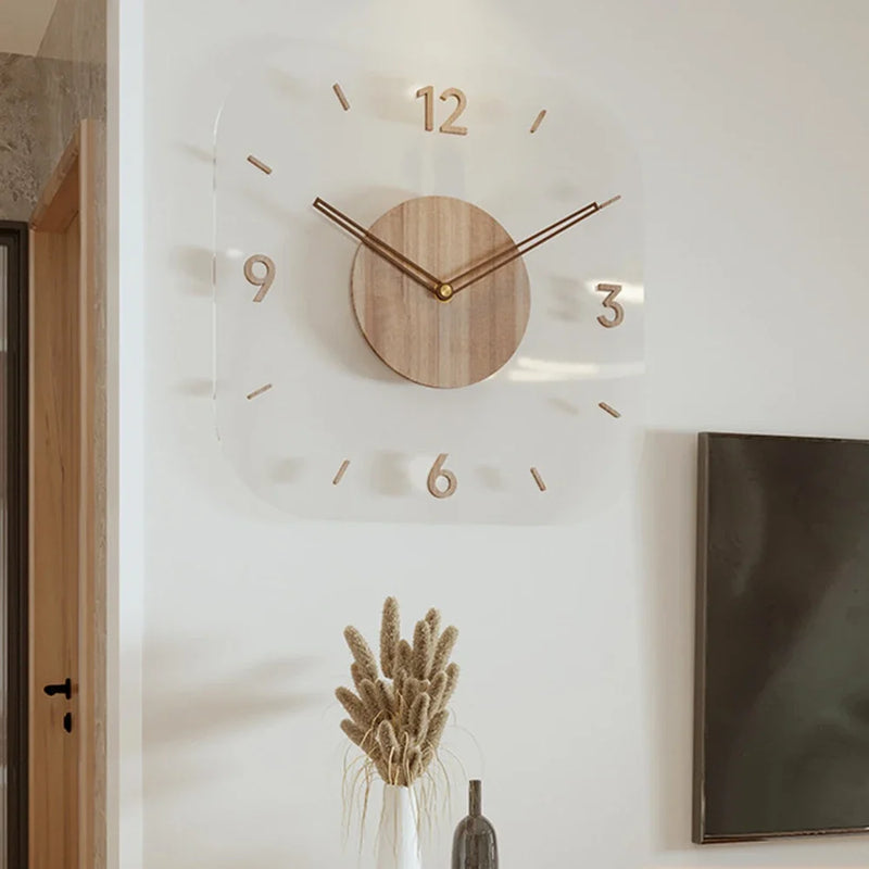 horloge murale en bois minimaliste silencieuse à suspendre